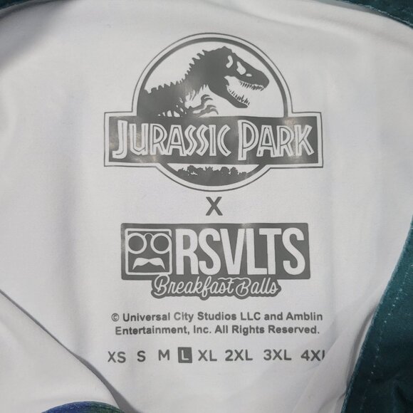 RSVLTS Jurassic Park All Day Golf Polo Men Size Large Clever Girl Aloha Dinosaur - Picture 7 of 16